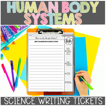 Preview of Human Body Systems Science Exit Tickets or Science Writing Prompts