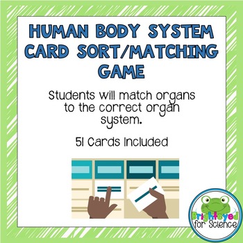 Preview of Human Body System Card Sort/Matching Game  Editable
