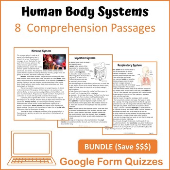 Preview of Human Body Systems Bundle Reading Comprehension - Google Form Quiz