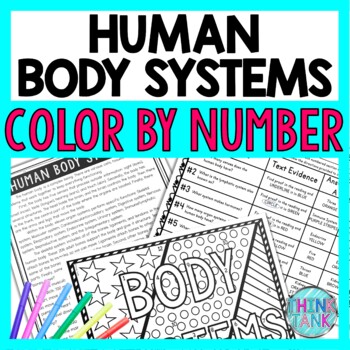Preview of Human Body Systems Color by Number, Reading Passage and Text Marking