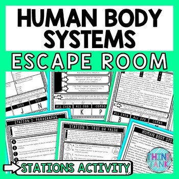 Preview of Human Body Systems Escape Room Stations - Reading Comprehension Activity