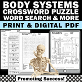 Human Body Systems Middle School Science Crossword Puzzle Digital Worksheet