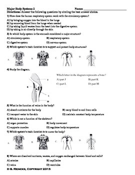 Human Body Systems Multiple Choice Worksheets (5 Worksheets for Test Prep)