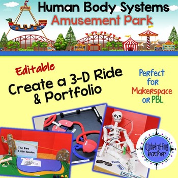 Preview of Human Body Systems Project-Amusement Park (Editable)