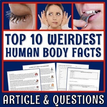 Preview of Human Body Organ Systems Reading Article and Worksheet WEIRD BODY FACTS