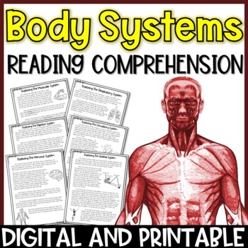 Preview of Human Body Systems Reading Comprehension Passages and Questions Pack + Digital