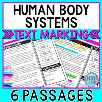 Preview of Human Body Systems Reading Passages and Text Marking