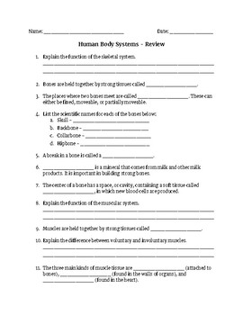Preview of Human Body Systems Review Packet