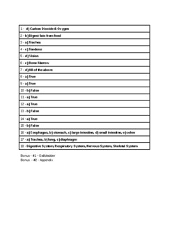 Preview of Human Body Systems Test Answer Key