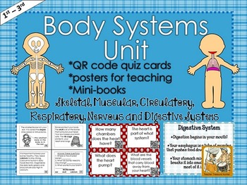 Preview of Human Body Systems Unit *teachings posters *mini books *qr quiz