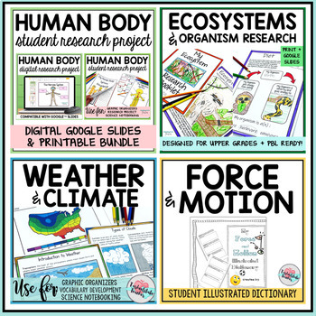 Preview of Human Body Systems | Weather and Climate | Ecosystems and Biomes Research Bundle