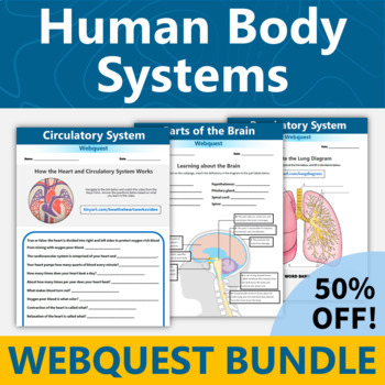 Preview of Human Body Systems Webquest Activity Value Bundle | 11 Webquests 50% off