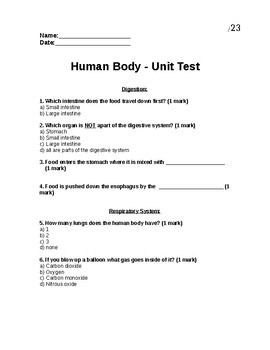 human body unit grade 5 worksheets teaching resources tpt