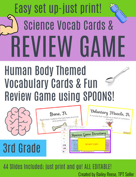 Preview of Human Body Vocab Cards & Review Game