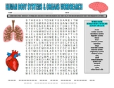 Human Body Wordsearch (Systems & Organs with KEY / Science