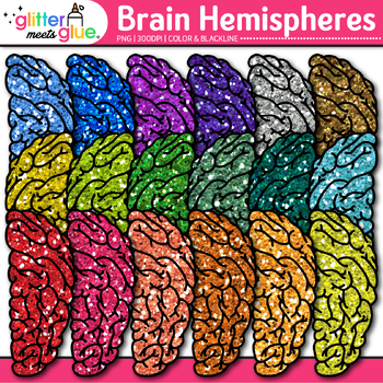 Preview of Human Brain Clipart: Left & Right Hemisphere Clip Art Transparent PNG B&W