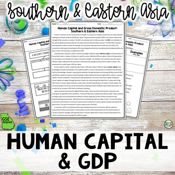 Preview of Human Capital & GDP Southern & Eastern Asia Reading Packet (SS7E9, SS7E9b)
