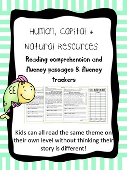 Preview of Human, Capital, and Natural Resources fluency and comp. leveled passages