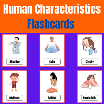 Preview of Human Characteristics Flashcards Printable Posters for K & Prek