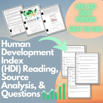 Preview of Human Development Index (HDI) Reading and Questions (Great for Subs!)