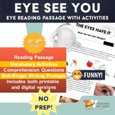 Human Eye Anatomy Reading Passage and Activities for Life Science