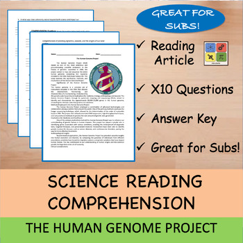 Preview of Human Genome Project - Reading Passage and x 10 Questions (EDITABLE)