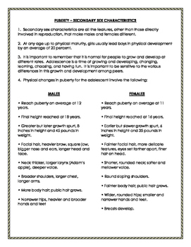 human growth and development puberty changes notes and quiz by lori