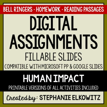Preview of Human Impact Digital Assignments | Distance Learning & Digital Classrooms