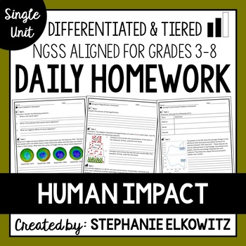 Preview of Human Impact Homework | Printable & Digital