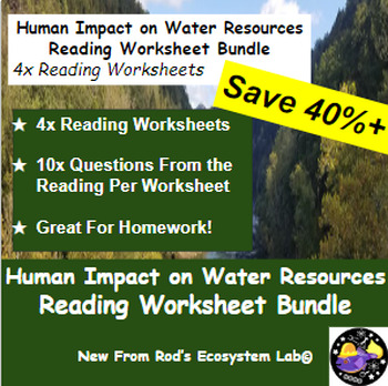 Preview of Human Impact on Water Resources Lesson Reading Worksheet Bundle **Editable**