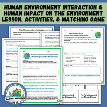 Preview of Human Impact on the Environment, Human Environment Interaction, Factors & Game