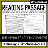 Human Impact on the Environment Reading Passage | Printabl