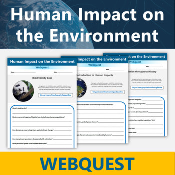 Preview of Human Impact on the Environment Webquest Activity | Earth Day Climate Change