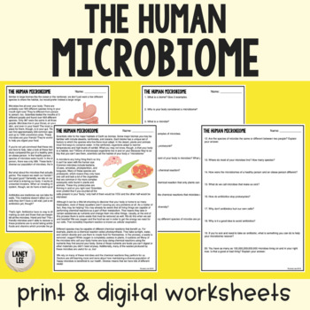 Preview of Human Microbiome - Reading Comprehension Worksheets