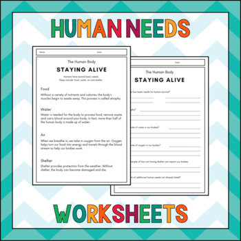 Preview of Human Needs Printable Templates - Human Body Study