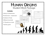 Human Origins and Evolution.  Reading, Comprehension Q's a