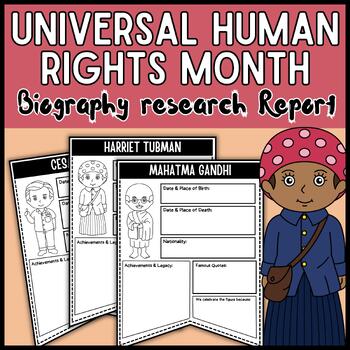 Preview of Human Rights Leaders Biography Research Report Banners - December Set