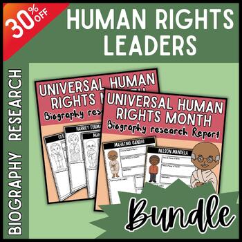 Preview of Human Rights Leaders Biography Research Report Banners bundle 30% OFF