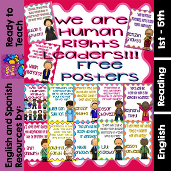 Preview of Human Rights Leaders -  Free Posters with Quotes