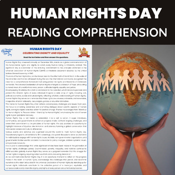 Preview of Human Rights Day Reading Worksheet | Universal Declaration of Human Rights