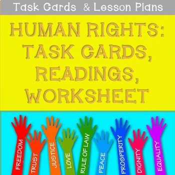 Preview of Human Rights: Task Cards, Reading, Worksheet (CCSS Aligned!)