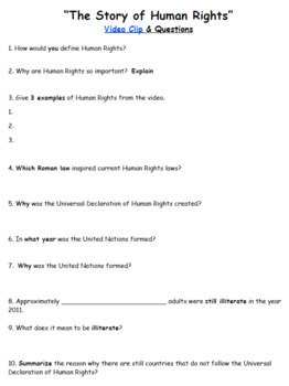 Preview of Human Rights Video & Questions Google Doc