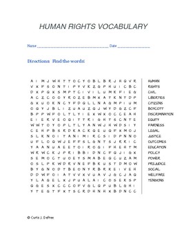human rights vocabulary word search by orrin curtis tpt