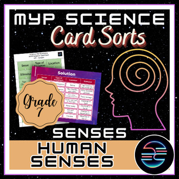 Preview of Human Senses Card Sort - Senses - Grade 7 MYP Science