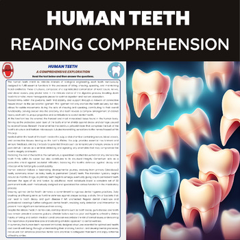 Preview of Human Teeth Reading Passage | Human Body Organs | Anatomy & Physiology