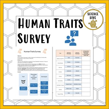 human traits survey by science hive teachers pay teachers