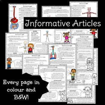 Gr 5: Human Body - Articles and Worksheets- French version sold separately