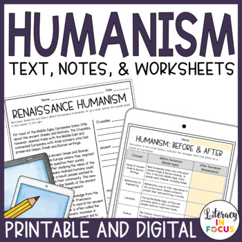 Preview of Renaissance Humanism Lesson & Activities | Printable and Digital