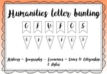 Preview of Humanities bulletin board letters / black and white letter bunting