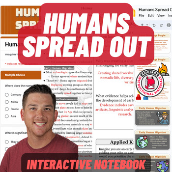 Preview of Humans Spread Out - Early Humans Unit - Presentation, Notes, Quiz +